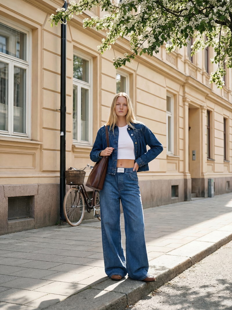 Denimjacke zu weiter Jeans von VERSTIQUE